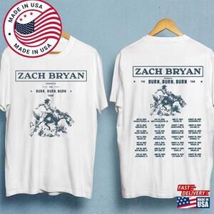 Burn Tour American Heartbreak Album Cover Zach Bryan With Dates Shirt 2 Sided